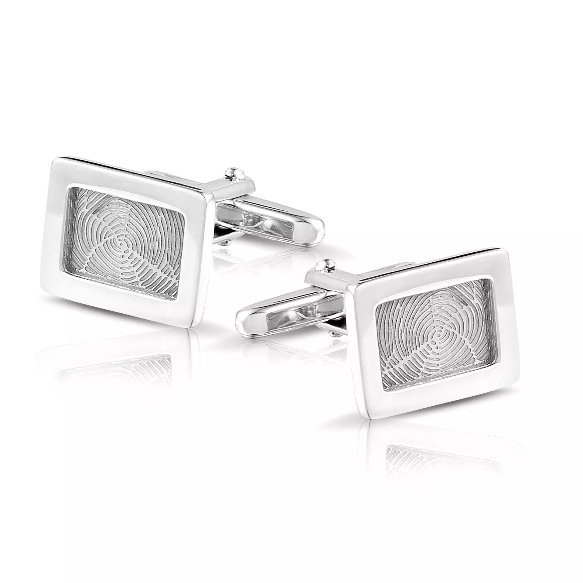 Rectangular Cufflinks with two identical Fingerprints