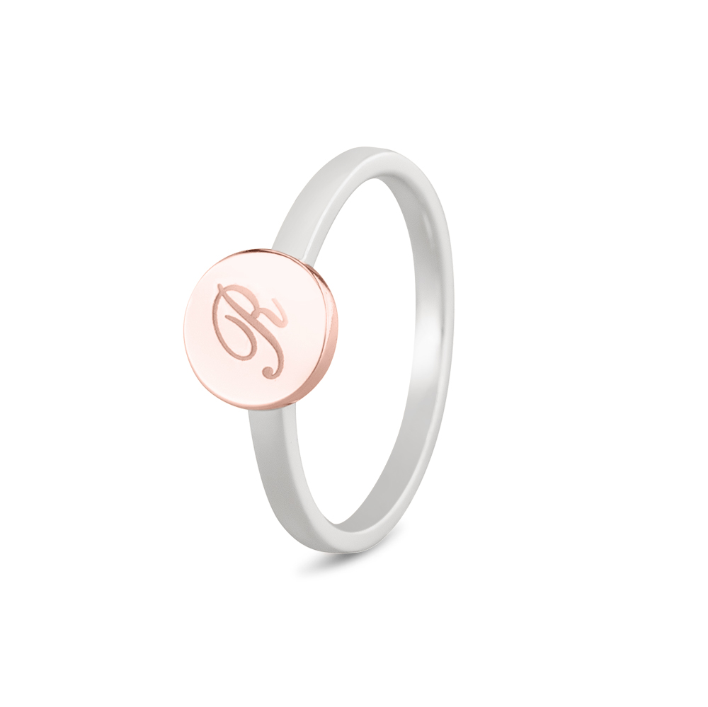 Bicolour Signet Disk Ring - Image 2