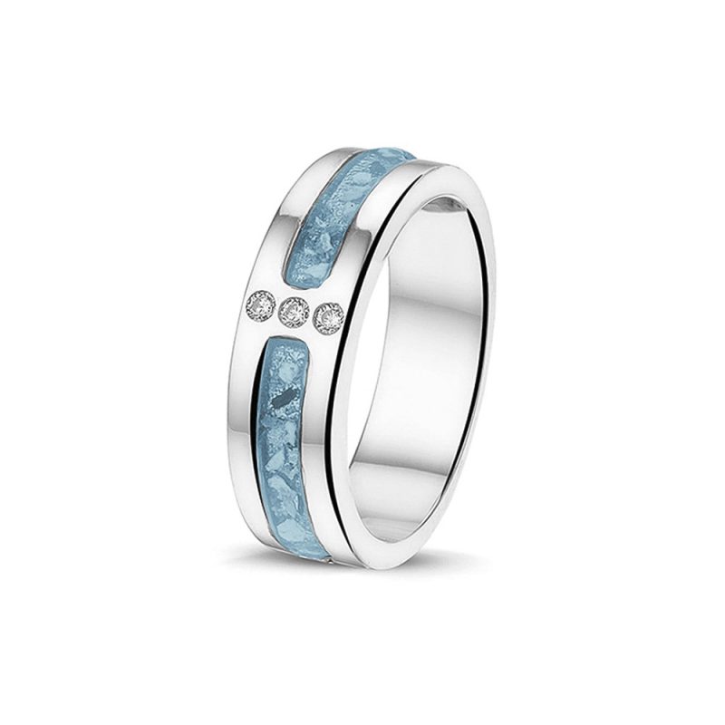 Double Groove 3 Gems Ring - Image 2